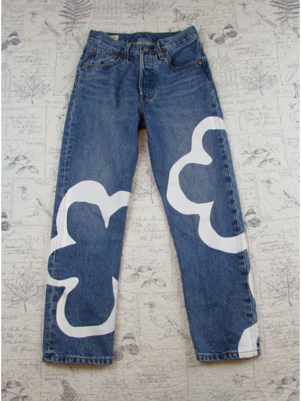 NEW Levi’s 501 Paint by Numbers Premium Jeans Crop Button Fly Womens 24 x 26 - Picture 3 of 10